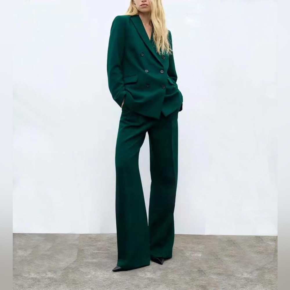 Zara Green Tailored Double Breasted Blazer - Picture 8 of 9